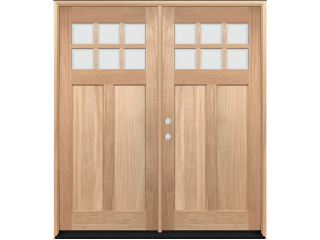 Mahogany Double Door Unit 6 Lite Craftsman